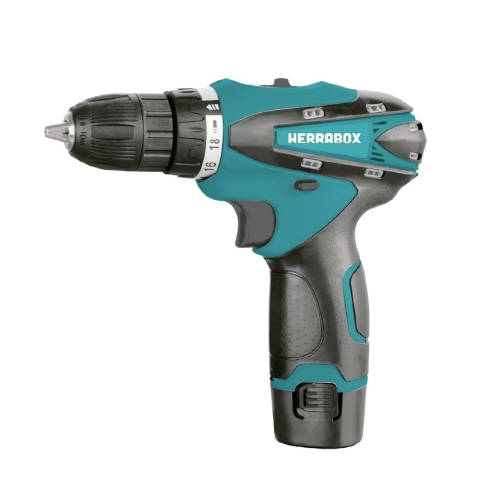 Taladro inalámbrico 10mm percutor + maletin + 2 baterías 12V